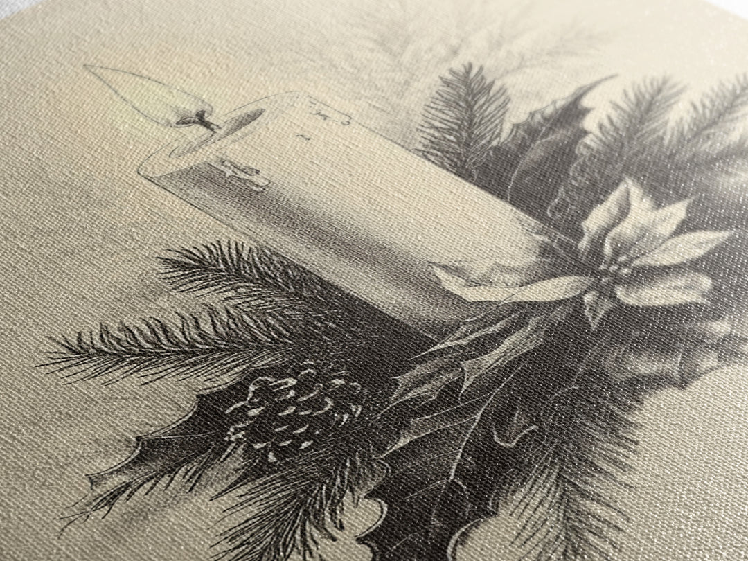 Boho Christmas Candle Canvas Print - Framed Canvas - Minimalist Christmas Art - Boho Christmas Art - Rustic Christmas Art