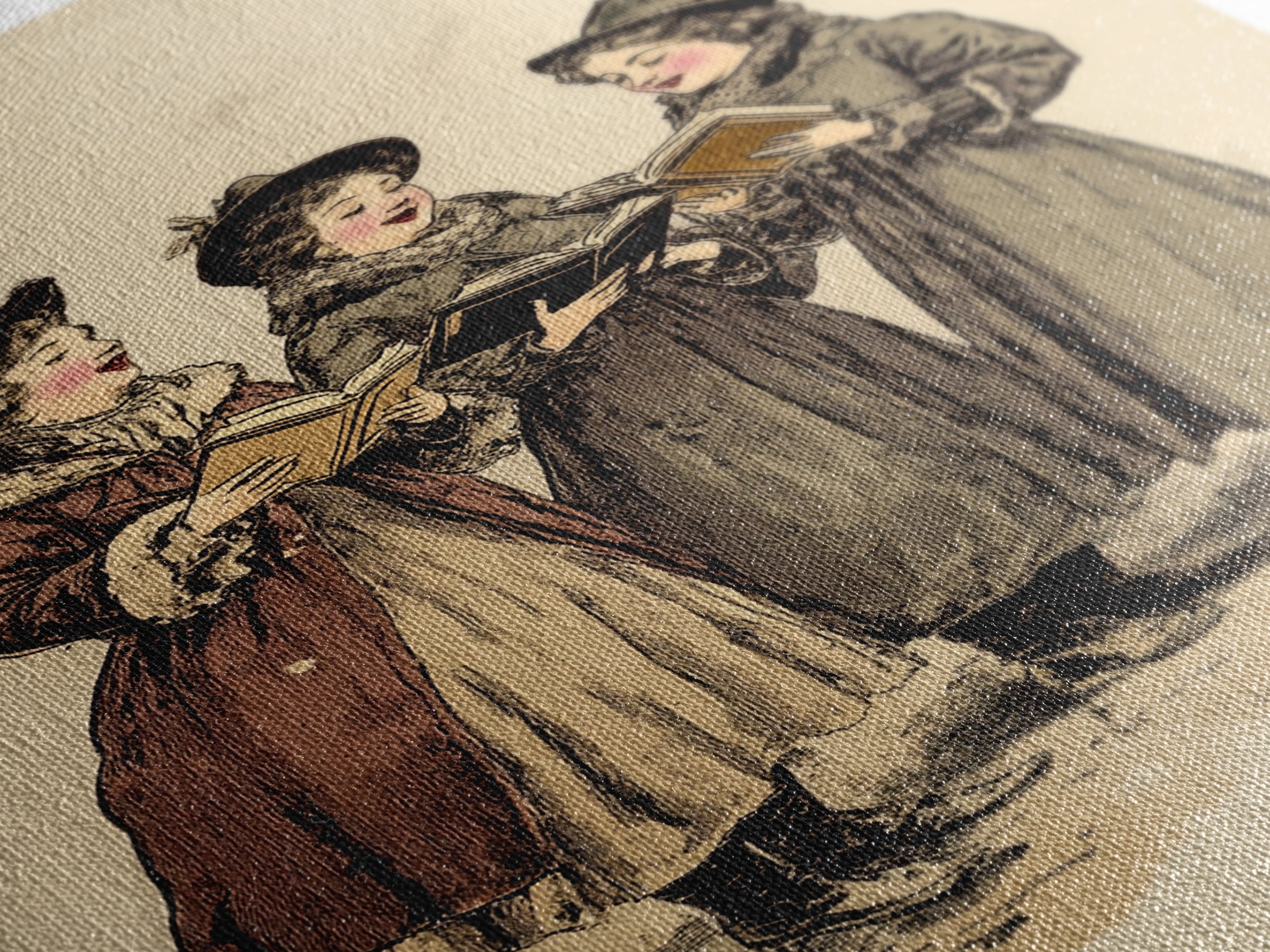 Boho Christmas Carrolers Canvas Print - Framed Canvas - Minimalist Christmas Art - Boho Christmas Art - Rustic Christmas Art