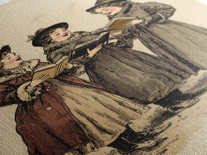 Boho Christmas Carrolers Canvas Print - Framed Canvas - Minimalist Christmas Art - Boho Christmas Art - Rustic Christmas Art