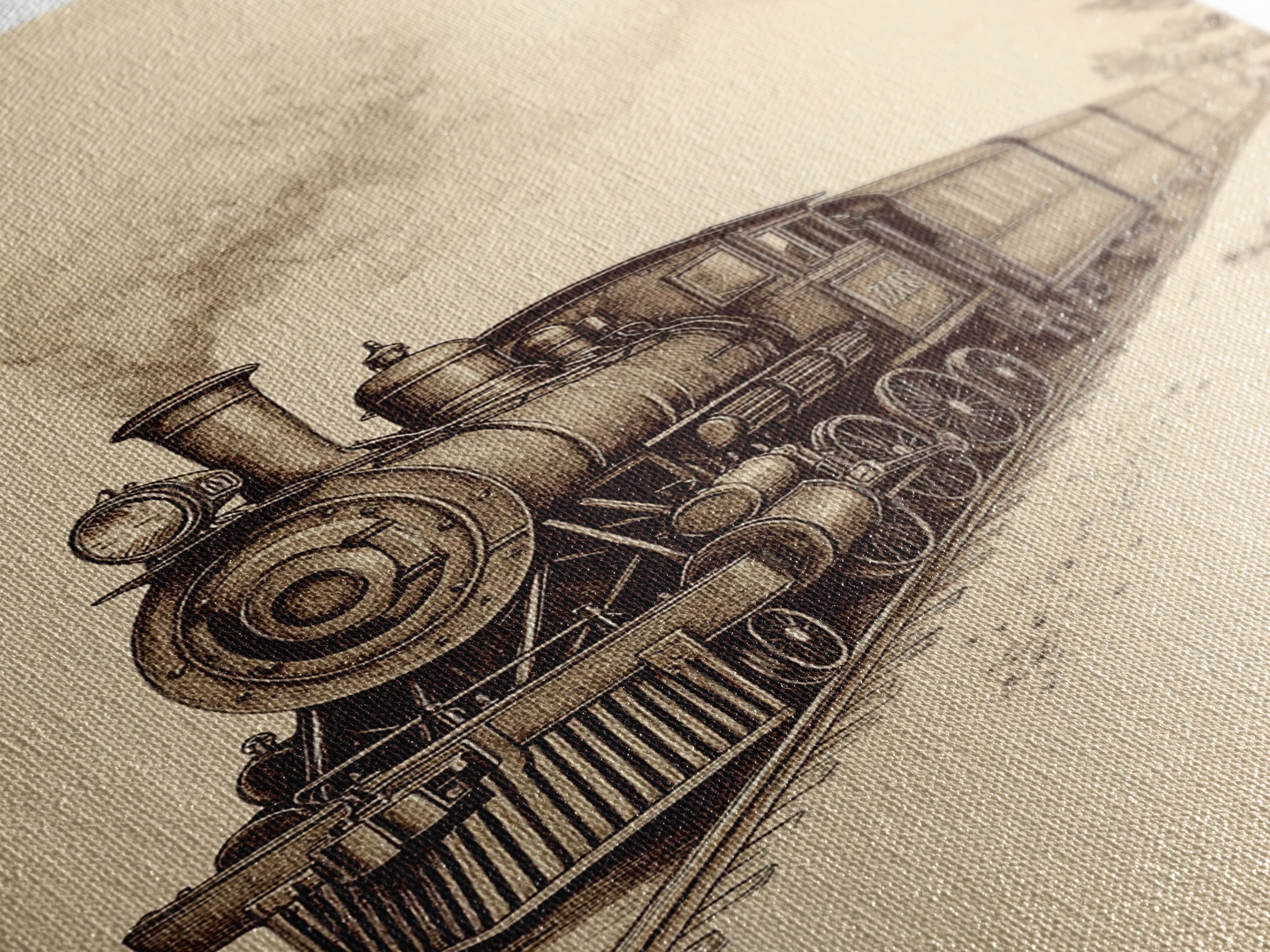 Boho Christmas Train Canvas Print - Framed Canvas - Minimalist Christmas Art - Boho Christmas Art - Rustic Christmas Art