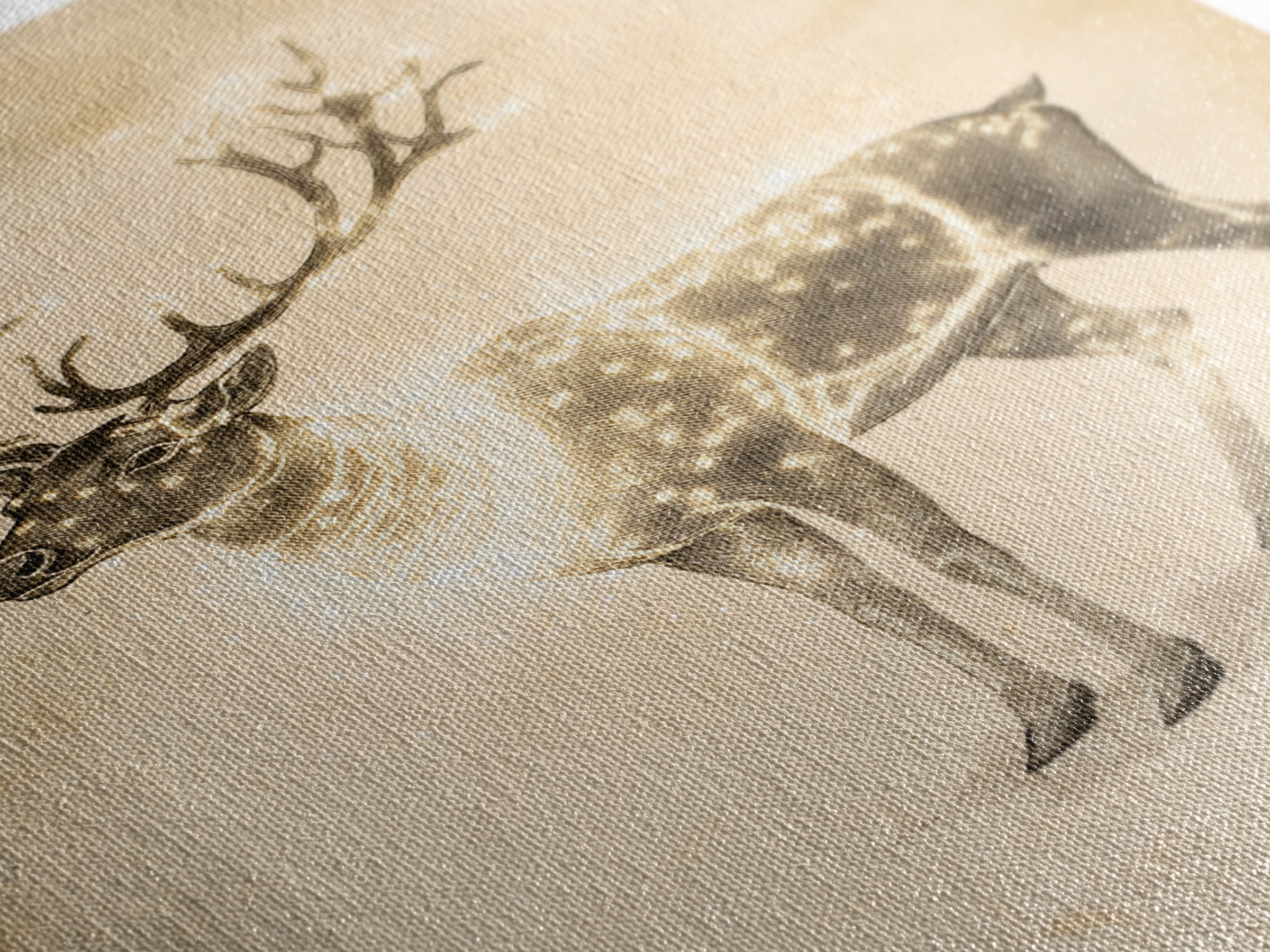 Christmas Reindeer Canvas Print - Framed Canvas - Minimalist Christmas Art - Boho Christmas Decor - Rustic Christmas Art