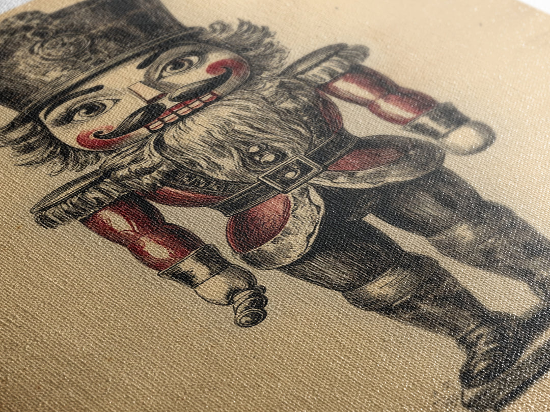 Christmas Nutcracker Canvas Print - Framed Canvas - Minimalist Christmas Art - Boho Christmas Art - Rustic Christmas Art