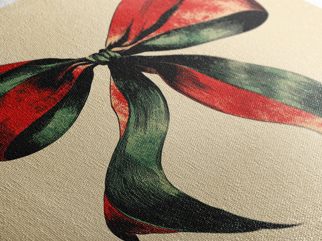 Christmas Bow Canvas Print - Framed Canvas - Minimalist Christmas Art - Boho Christmas Art - Rustic Christmas Art