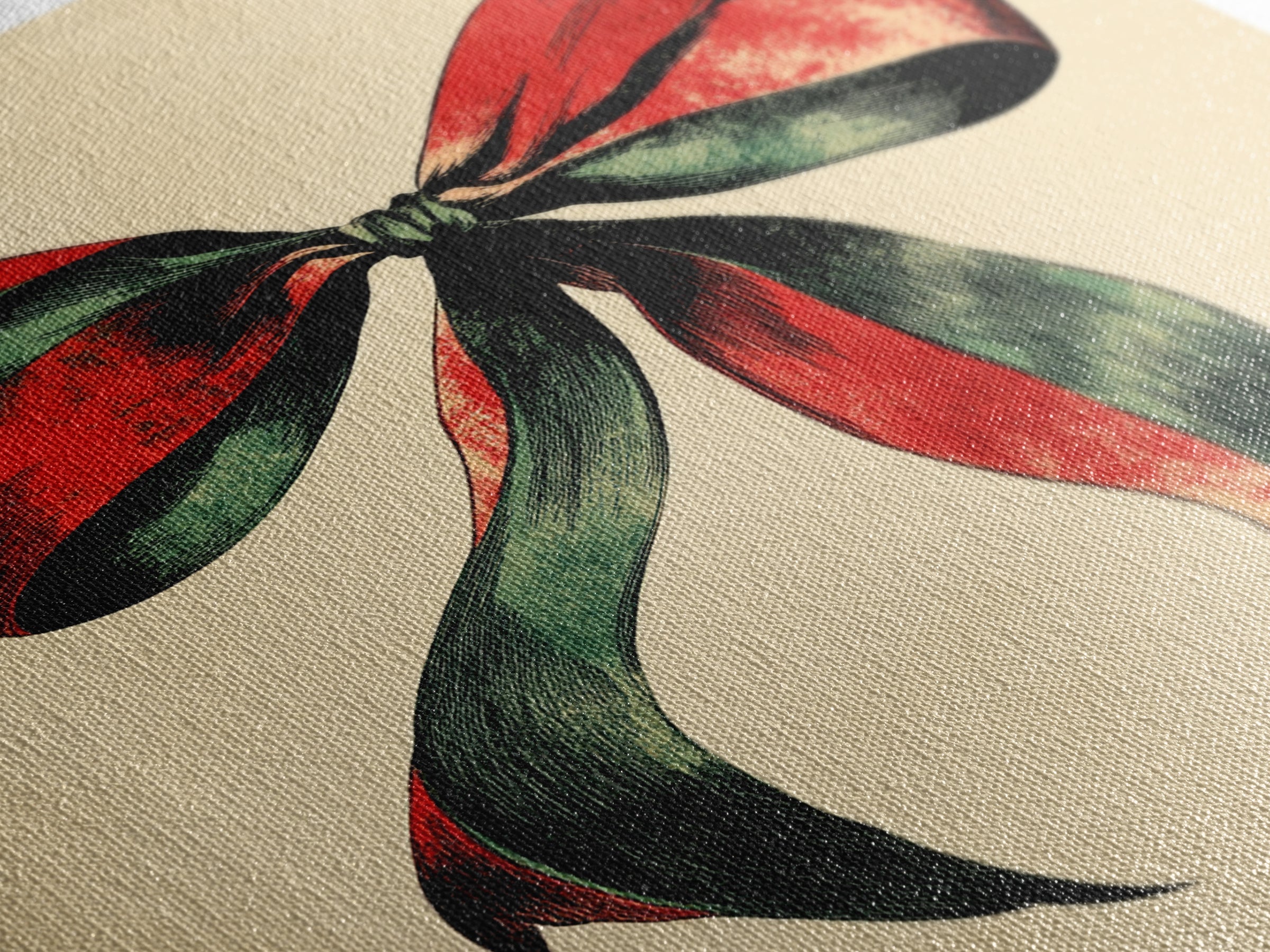 Christmas Bow Canvas Print - Framed Canvas - Minimalist Christmas Art - Boho Christmas Art - Rustic Christmas Art