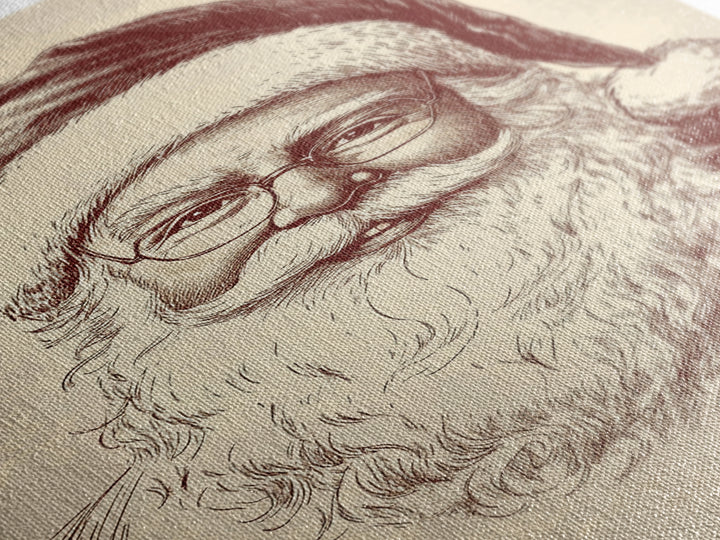 Portrait of Santa Clause Canvas Print - Framed Canvas - Minimalist Christmas Art - Boho Christmas Art - Rustic Christmas Art