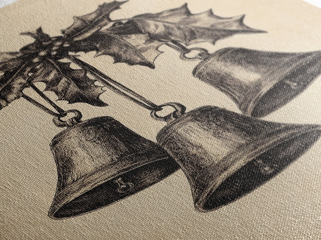 Christmas Bells Canvas Print - Framed Canvas - Minimalist Christmas Art - Boho Christmas Art - Rustic Christmas Art