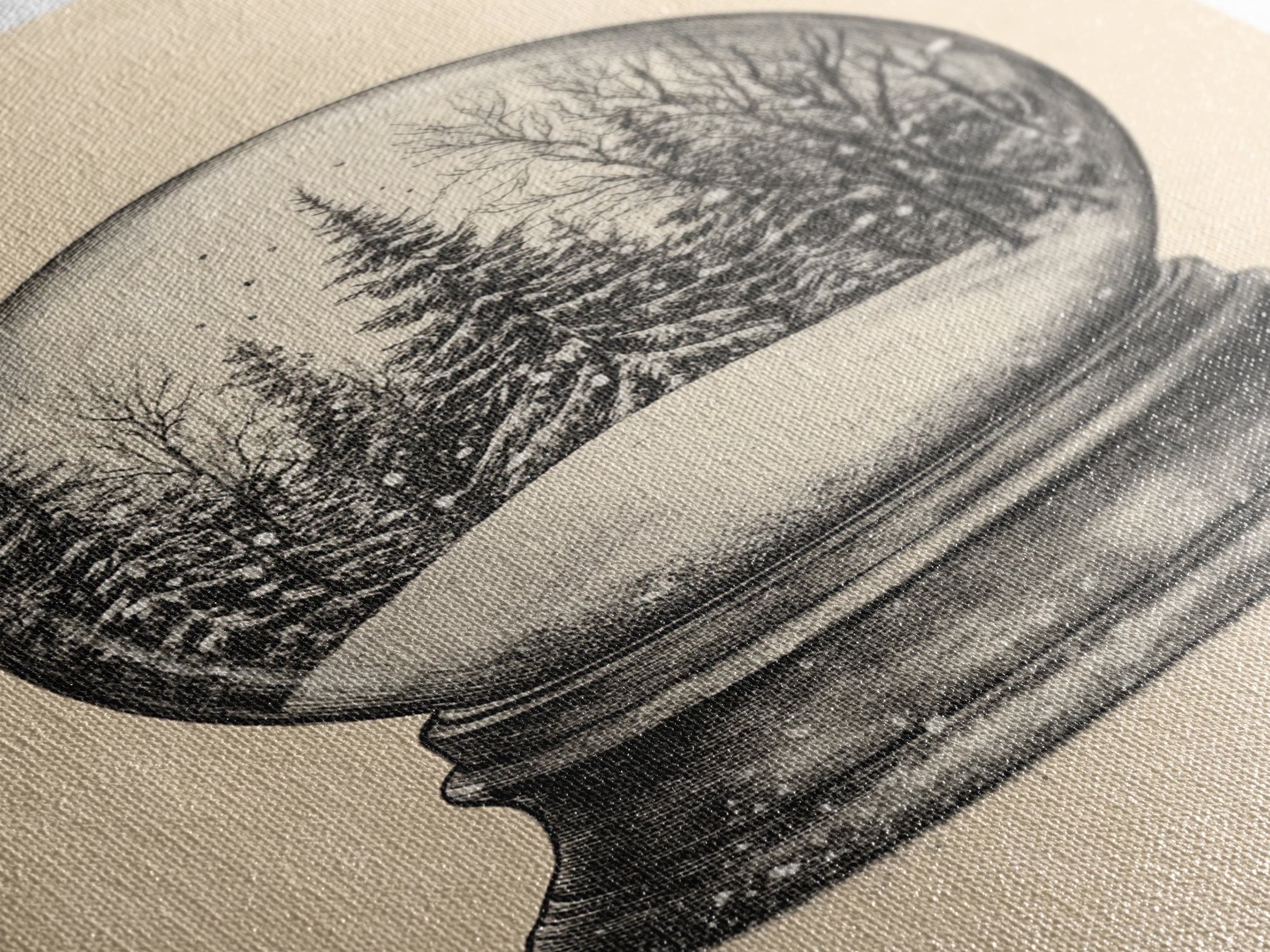 Christmas Snowglobe Canvas Print - Framed Canvas - Minimalist Christmas Art - Boho Christmas Art - Rustic Christmas Art