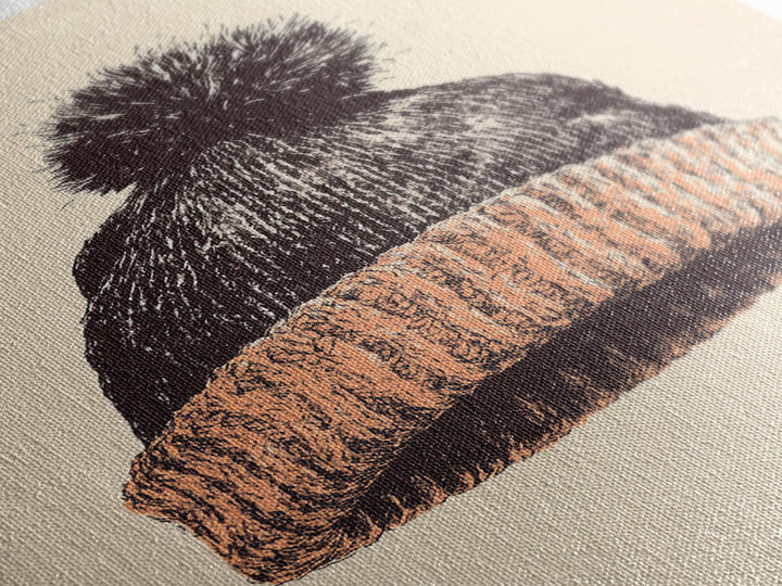 Christmas Beanie Hat Canvas Print - Framed Canvas - Minimalist Christmas Art - Boho Christmas Art - Rustic Christmas Art