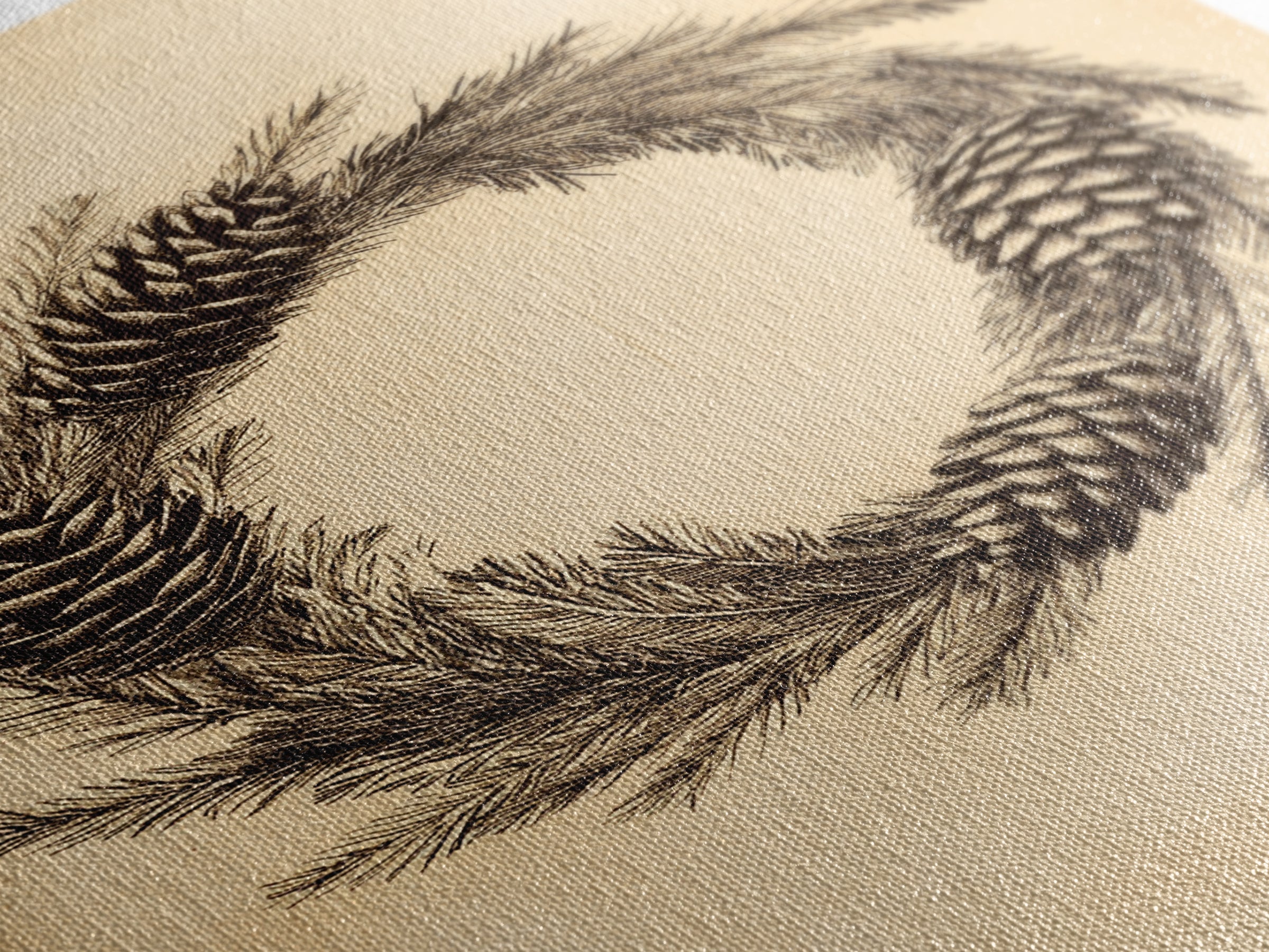 Christmas Wreath Canvas Print - Framed Canvas - Minimalist Christmas Art - Boho Christmas Art - Rustic Christmas Art