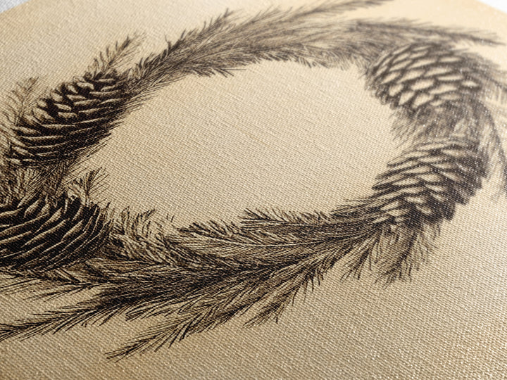 Christmas Wreath Canvas Print - Framed Canvas - Minimalist Christmas Art - Boho Christmas Art - Rustic Christmas Art