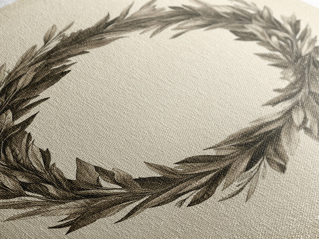 Vintage Wreath Canvas Print - Framed Canvas - Minimalist Christmas Art - Boho Christmas Art - Rustic Christmas Art
