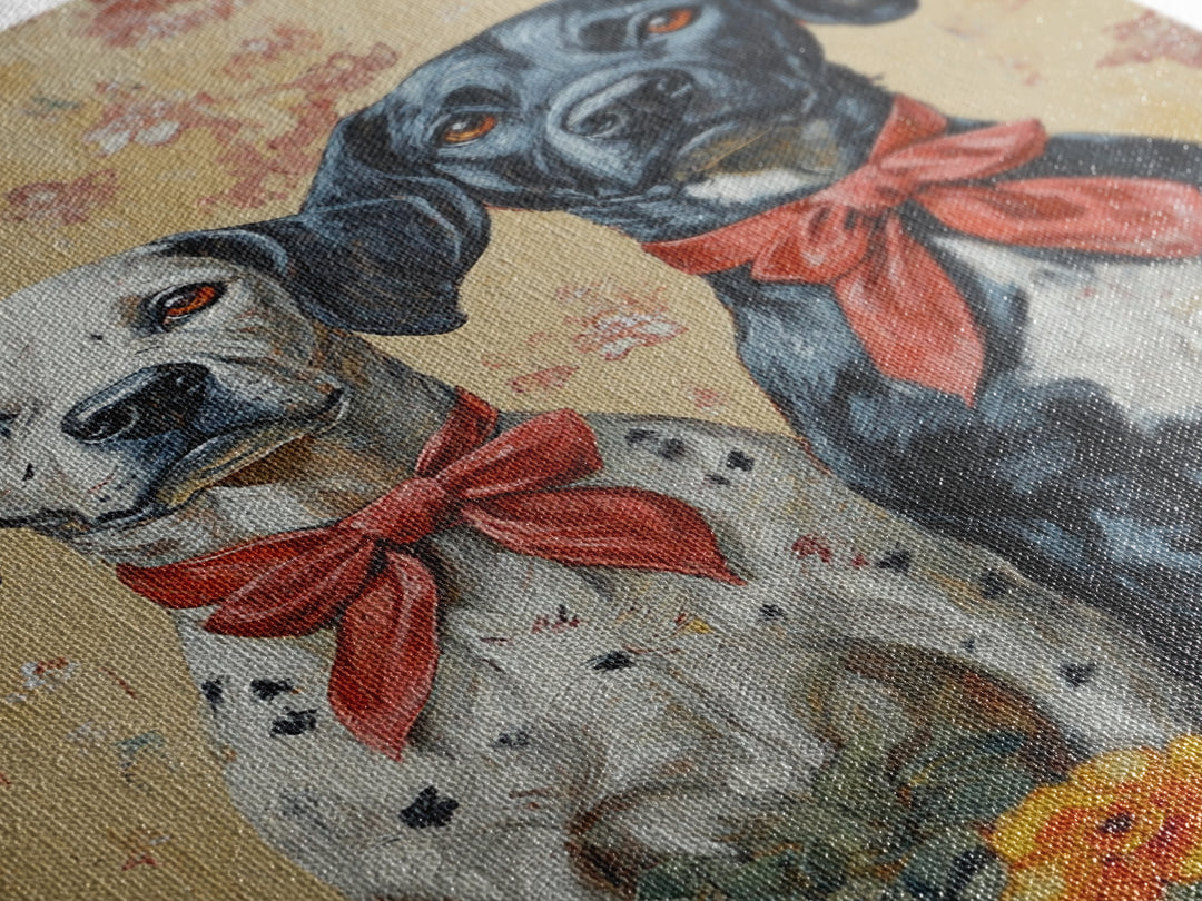 Christmas Dalmations Canvas Print, Cute Dog Wall Art, Dog Painting