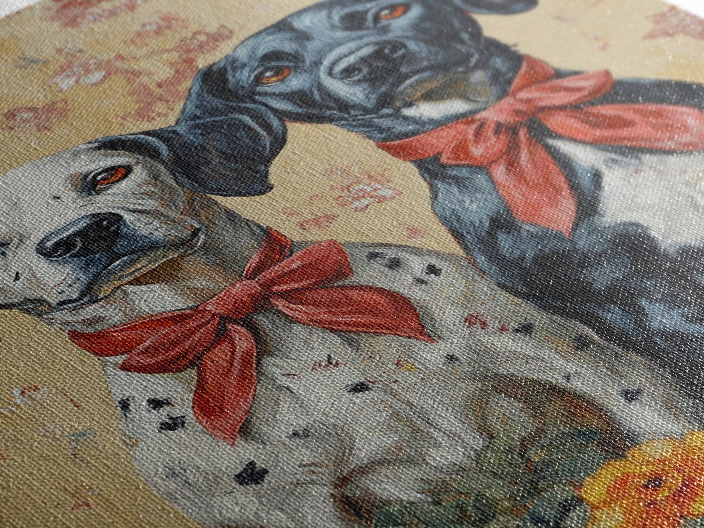 Christmas Dalmations Canvas Print, Cute Dog Wall Art, Dog Painting