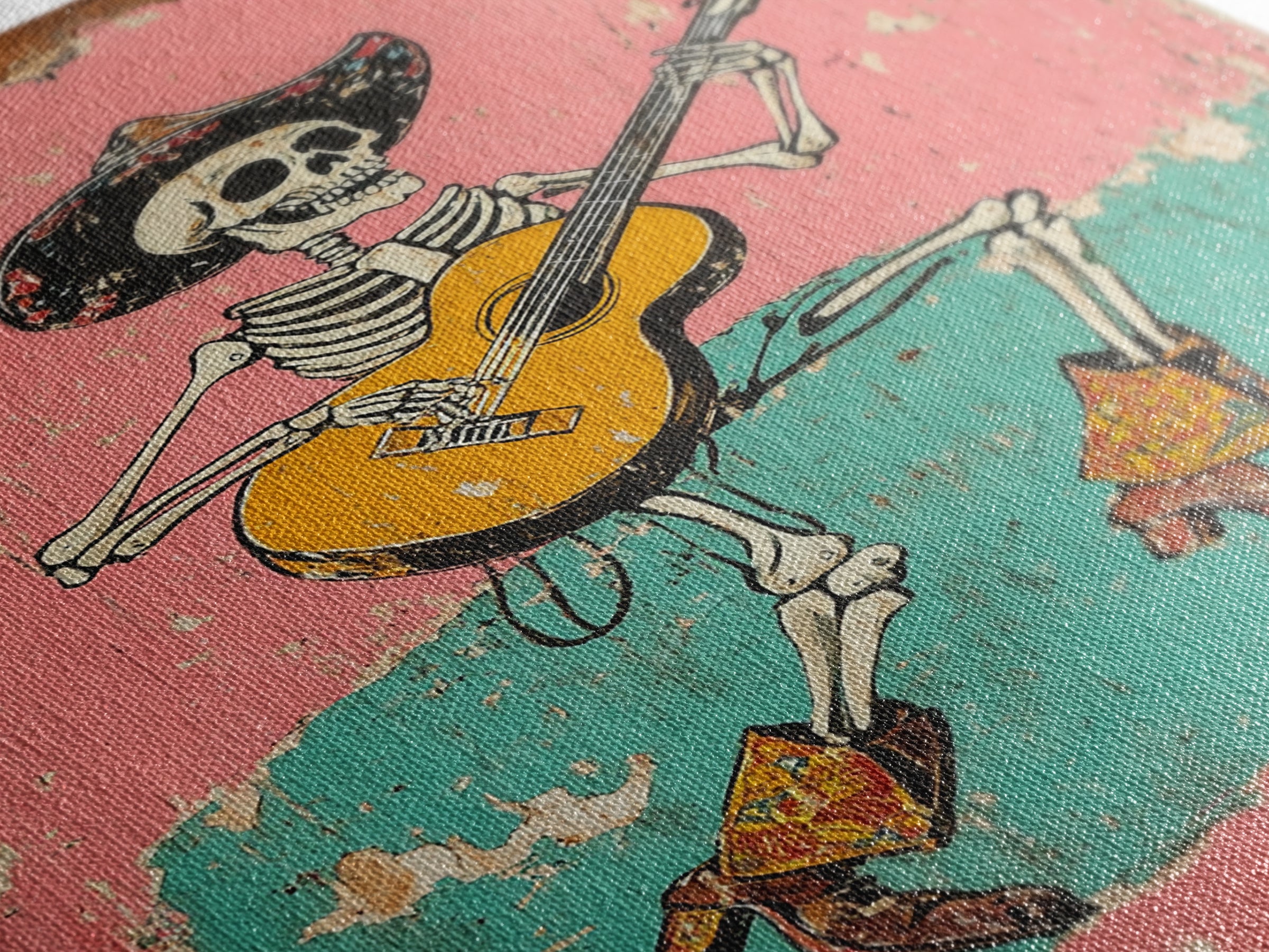 Retro Vaquero Skeleton Art Print, Canvas Art, Chicano Art, Spooky Mexican Art, Sugar Skull Art