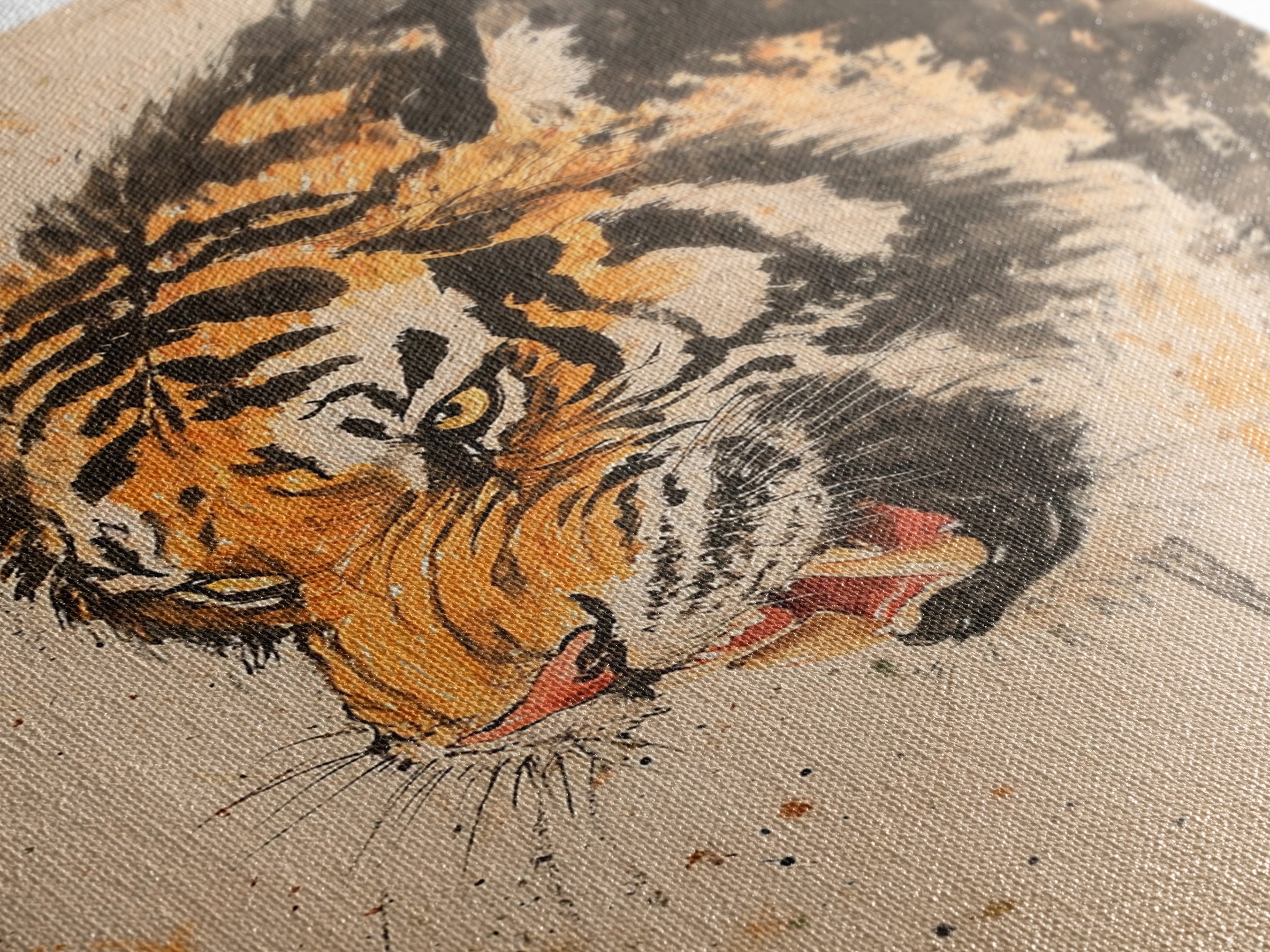Japanese Style Tiger Painting Print, Tiger Roar, Wabi Sabi Style Art, Animal Prints, Tiger Painting, Tiger Oil Painting Canvas Print