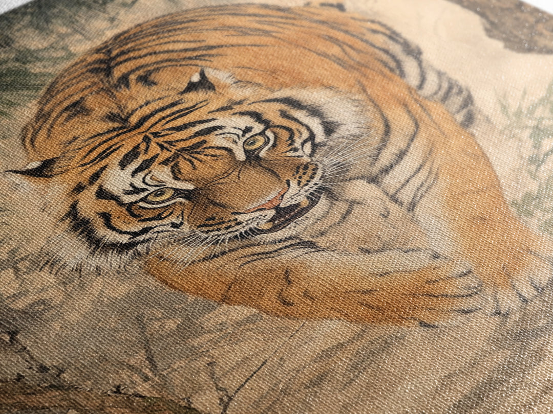 Animal Canvas Poster - Wild Animal Wall Art - Man Cave Canvas - Personalized Gift For Dad - Tiger Painting - Wabi Sabi Art - Framed Wall Art