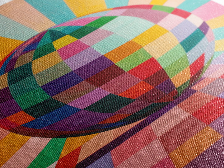 Abstract Disco Ball Painting Canvas Print, Wood Framed Art, Original Art, Disco Ball Art, Disco Ball Poster, Rainbow Disco Ball