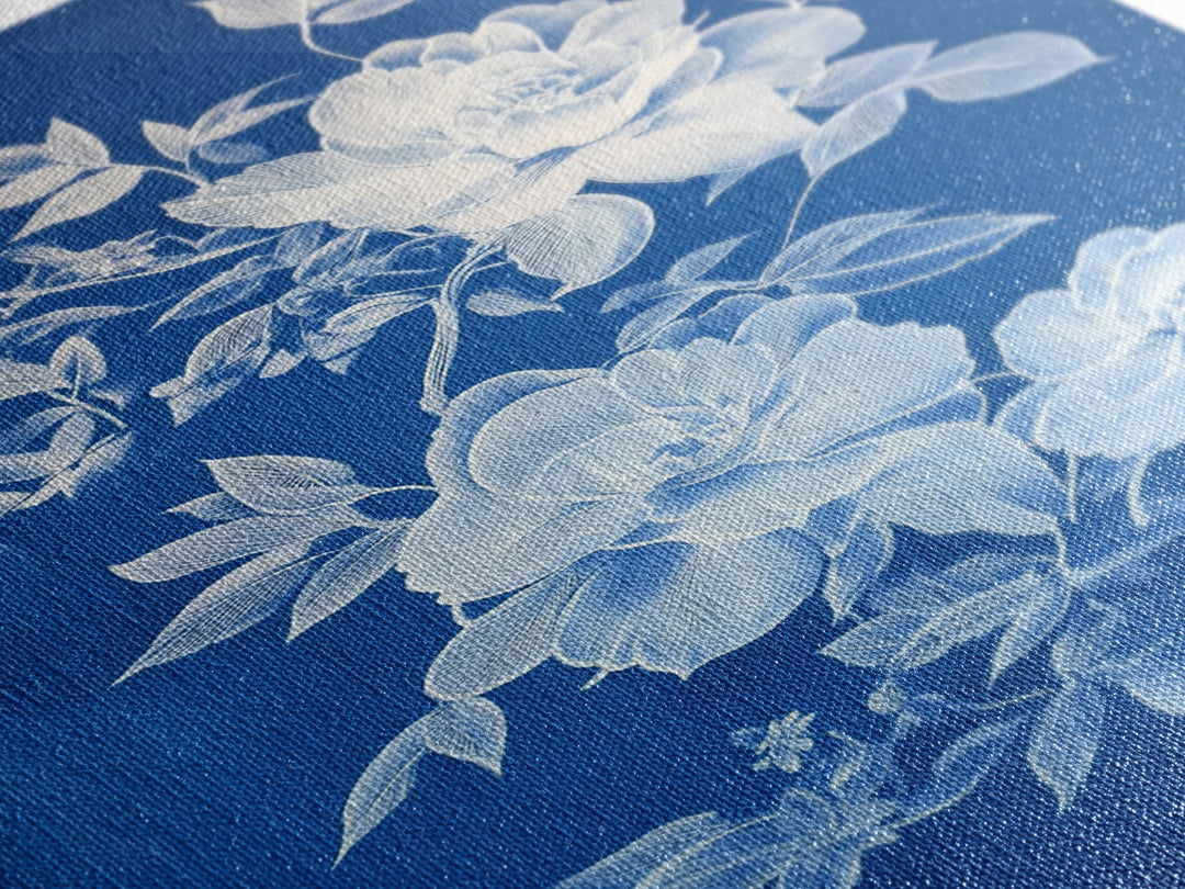 Blue Botanical Wall Art Chinoiserie Wall Art, Wall Decor Minimalist Wall Art, Blue Roses, Botanical Print Wall Art