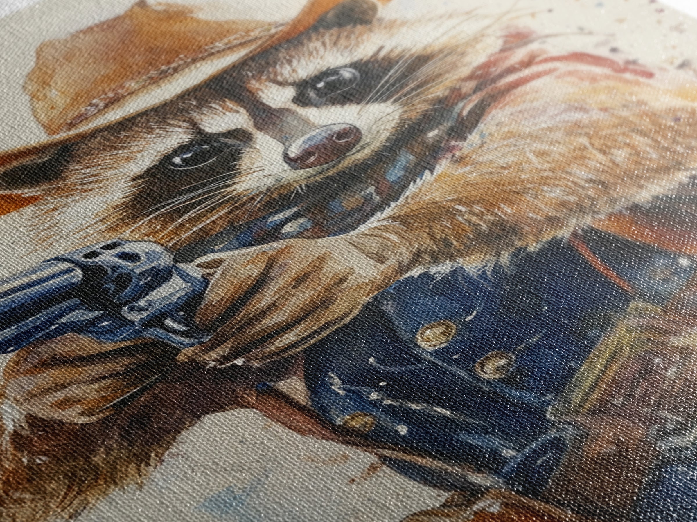 Rootin' Tootin' Racoon Cowboy, Framed Canvas Print, Ready to Hang, Racoon Painting