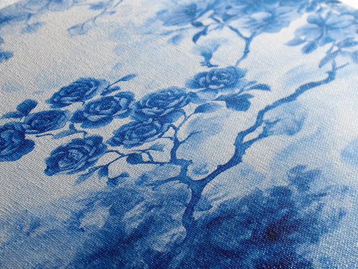 Blue Roses Chinoiserie Style Painting Print, Living Room Decor, Chinoiserie Wall Art, Chinoiserie Decor, Living Room Wall Art