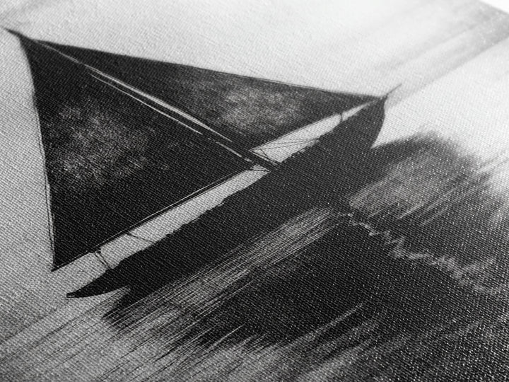 Charcoal Sketch of a Sailboat, Framed Canvas Print, Sailboat Painting, Minimalist Home Decor, Nautical Decor, Black and White Sailboat Art