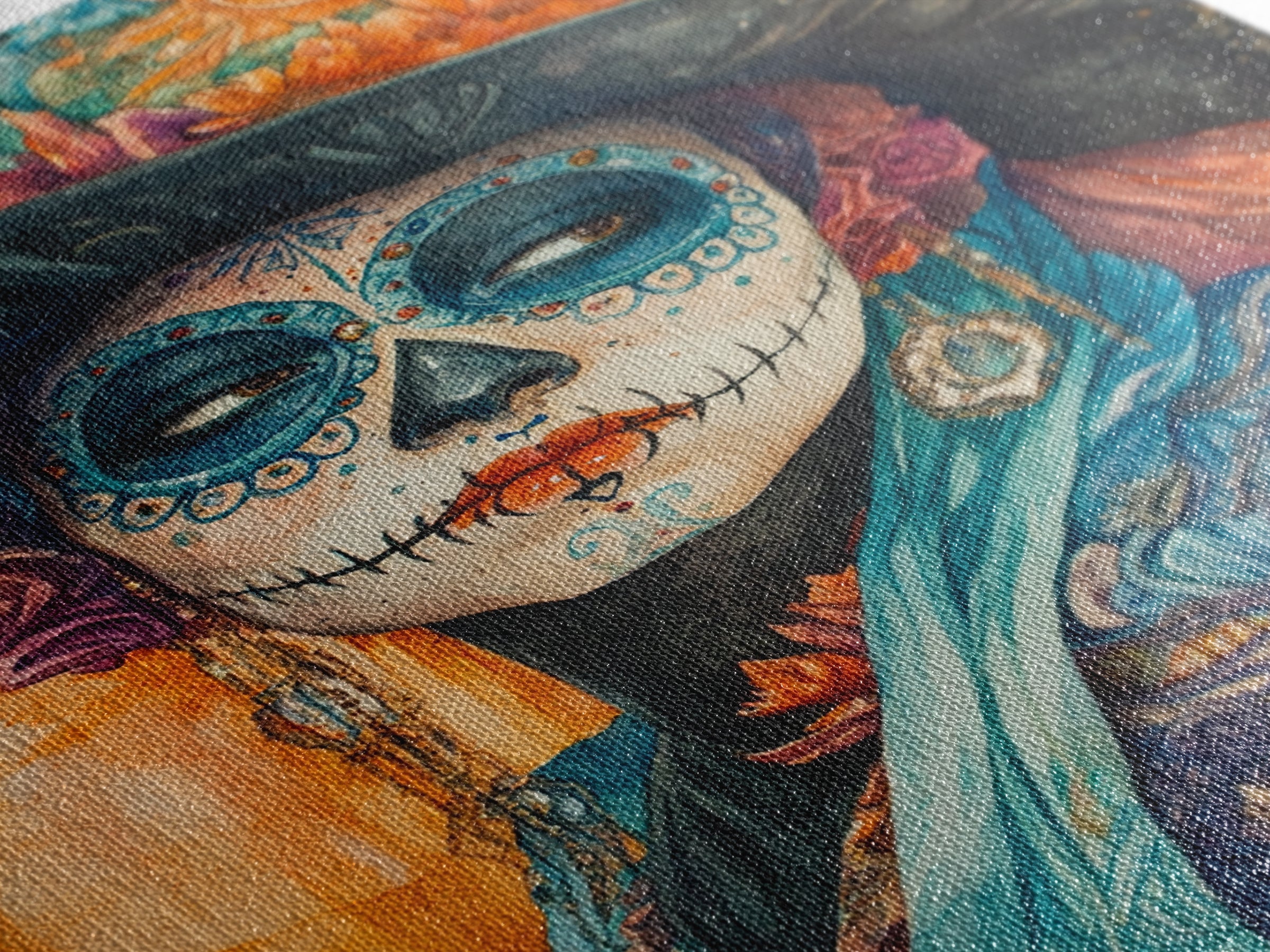 Chicano Art Framed Canvas Print, Day of the Dead / Dia De Los Muertos Wall Art, Mexicano Decor, Mexicano Wall Art, Southwestern Wall Art