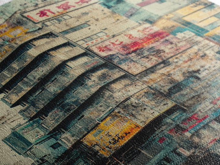 Cyberpunk Style Retro-Futurism Wall Art, Framed Canvas Print, Cyber Punk Home Decor, Cityscape Art