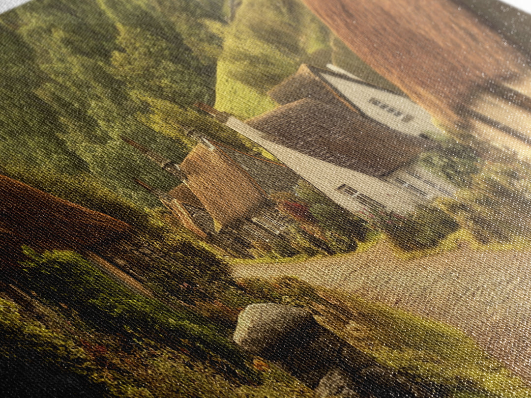 Cute Irish Village Framed Canvas Print, Ireland Painting Print, Ireland Wall Art, Irish Home Decor, Irish Painting, Panoramic Print