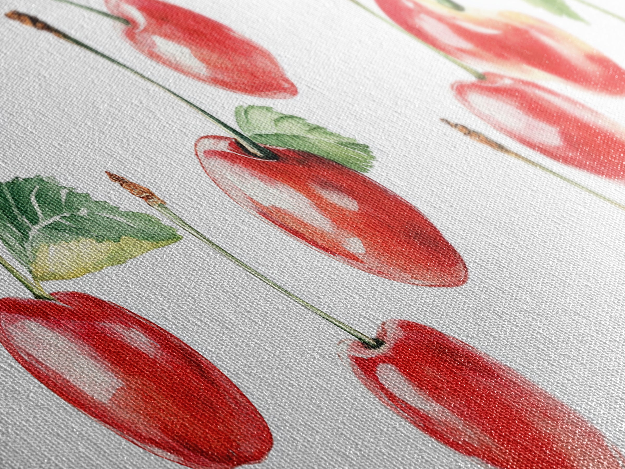 Chery Wall Art Canvas Print - Horizontal Extra Wide Wall Art - Panoramic Kitchen Decor - Kitchen Painting - Cherry Painting - Cherry Decor