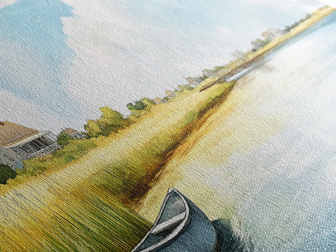 Beautiful Sescape Landscape Painting Print - Panoramic Wall Art - Nautical Landscape Painting, Beach House Art, Lake House Art