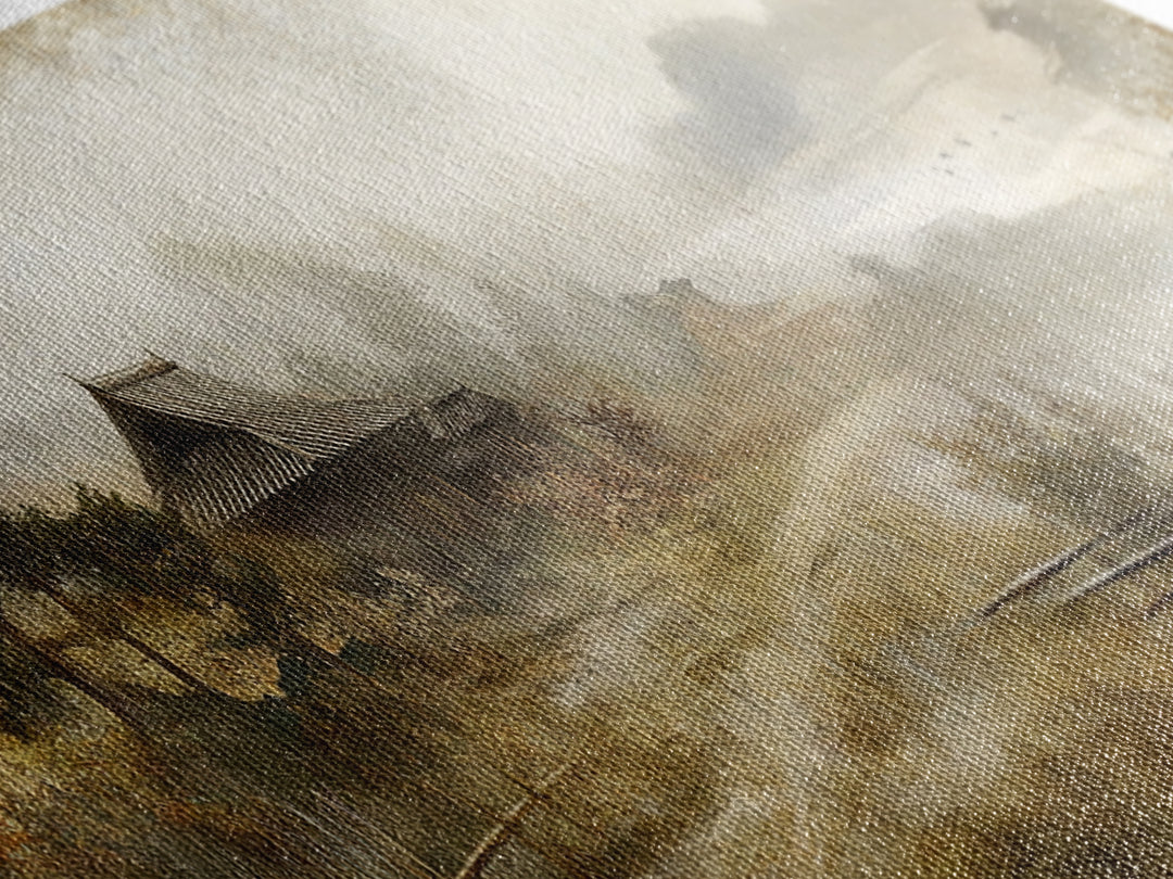 Retro Landscape Print - Landscape Painting - Wabi Sabi Panoramic Wall Art - Minimalist Home Decor - Ancient Japan Landscape Painting