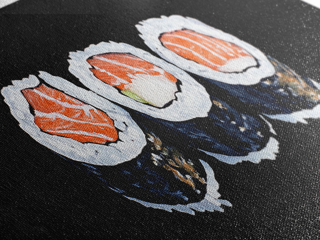 Abstract Sushi Painting Print, Food Art, Framed Canvas Print, Kitchen Decor, Minimalist Kitchen Wall Art, Kitchen Painting, Wall Art For Kitchen