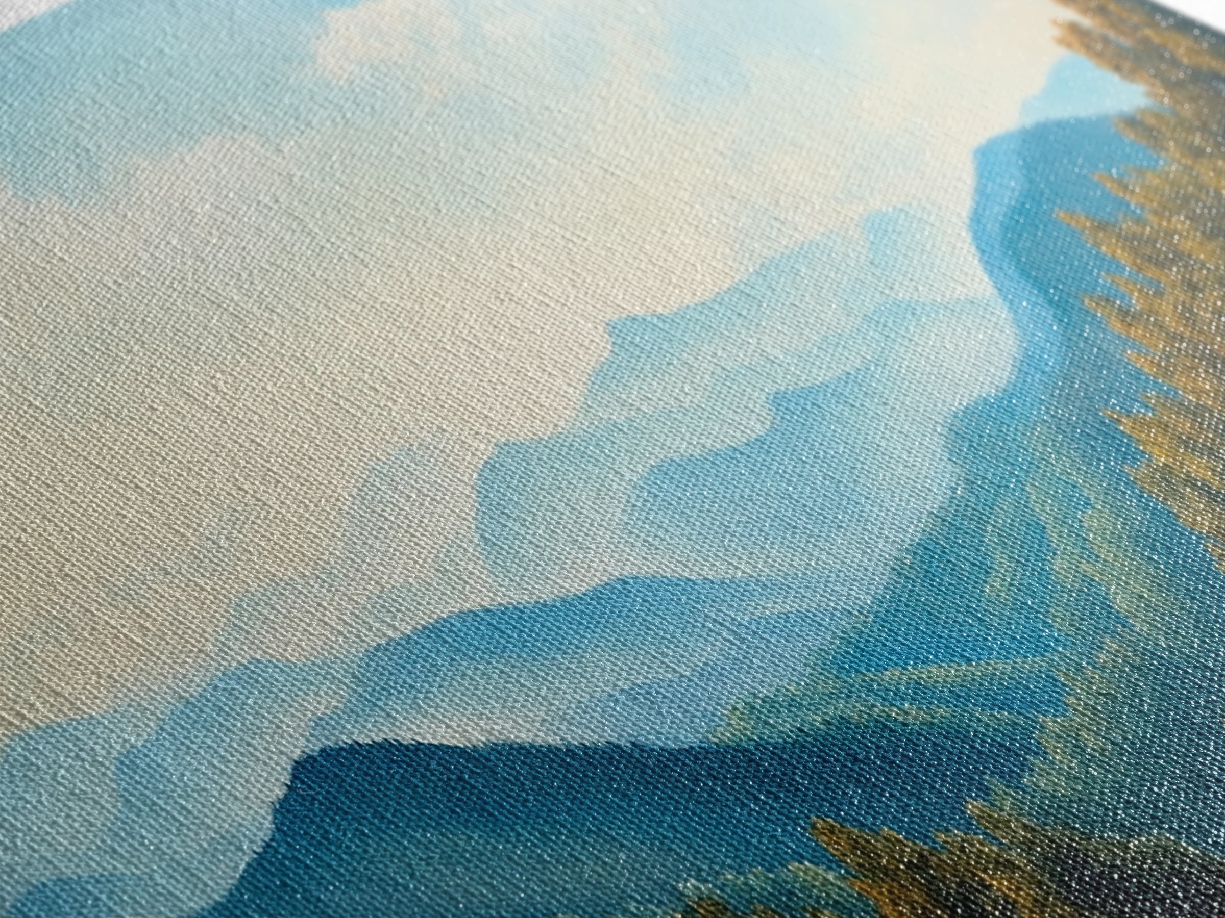 Blueridge Mountains Framed Canvas Print, Blue Ridge Mountains Painting, Panoramic Landscape Painting, Horizontal Wall Decor