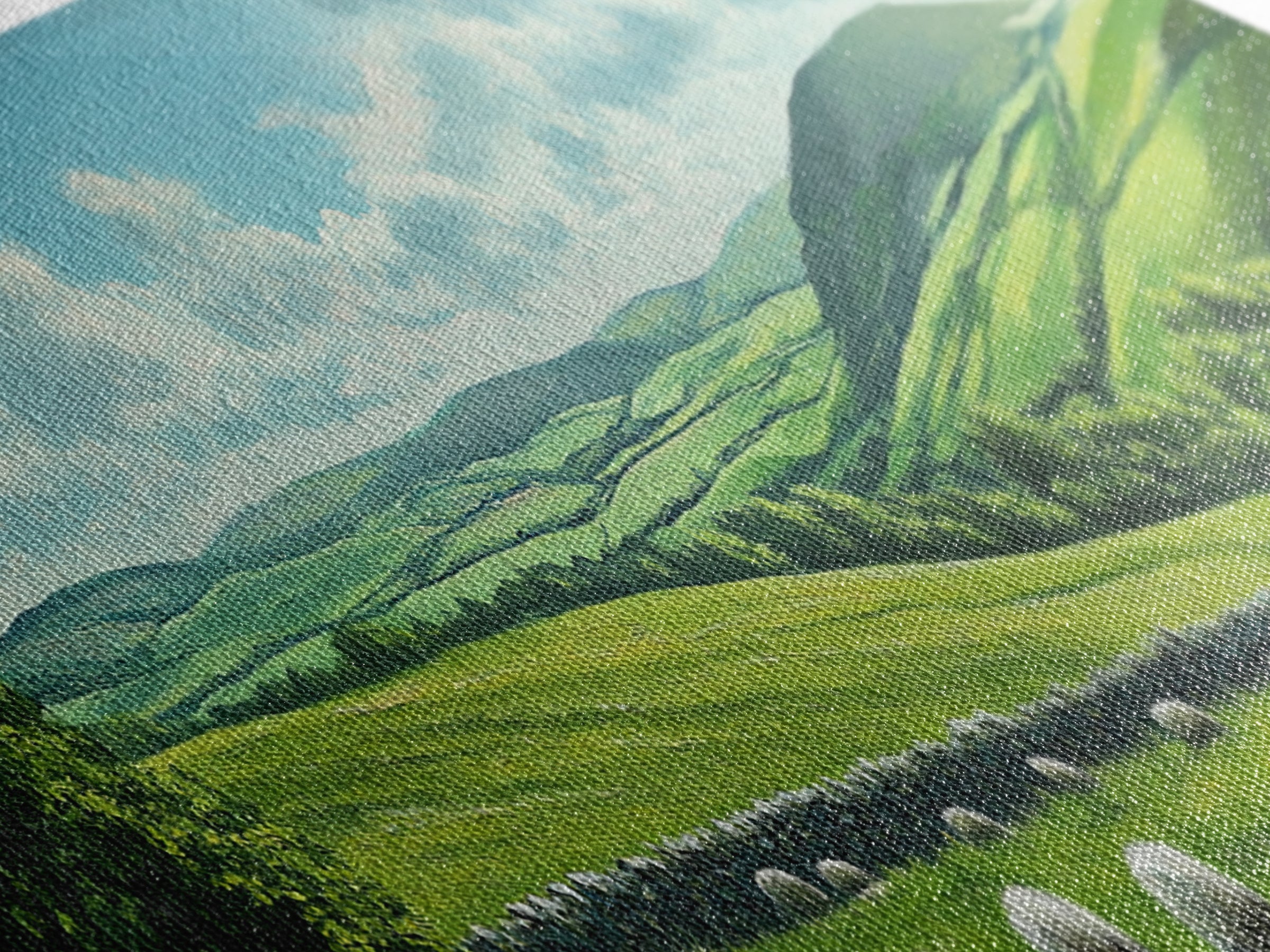 Landscape Painting Print Of The Hills of Ireland, Framed Canvas Print, Ireland Wall Are, Panoramic Home Decor, Horizontal Landscape Art