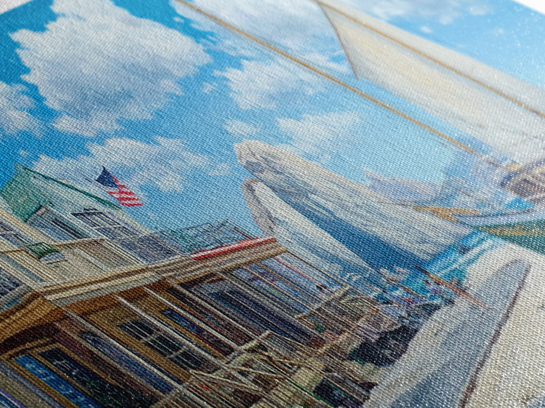 Panoramic Nautical Painting Print of Maine, Beach Art, Beach Decor, Seascapes Painting, Nautical Landscape Painting, Horizontal Art