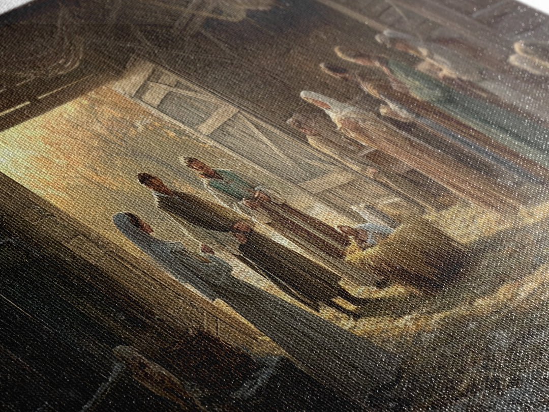 Christmas Nativity Wall Art, Framed Canvas Print, Nativity Oil Painting, Nativity Art Print, Christmas Seasonal Wall Art Living Room Decor