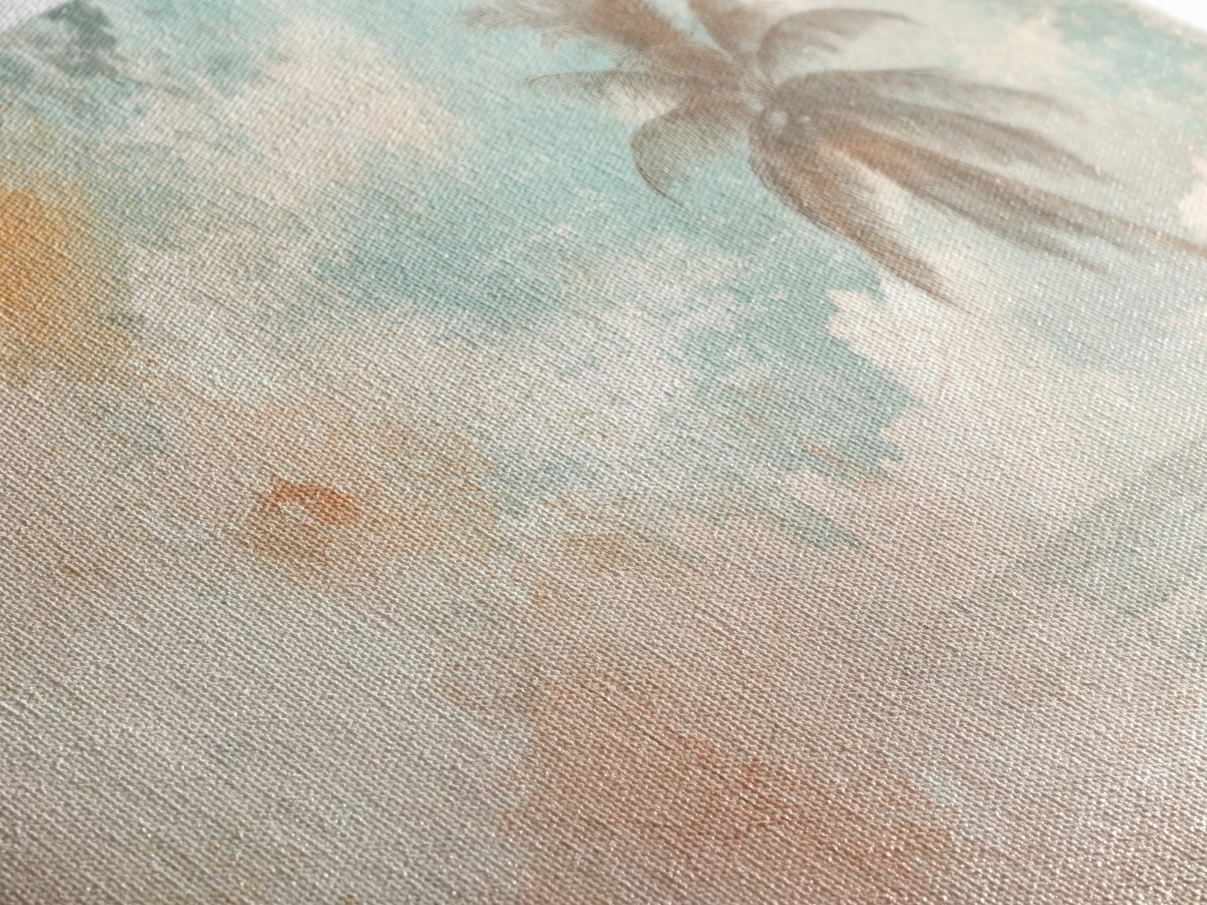 Distressed Painting Print of a Lone Palm Tree on a Beach, Framed Canvas Print, Retro Nautical Landscape Painting, Beach Wall Art, Beach Print