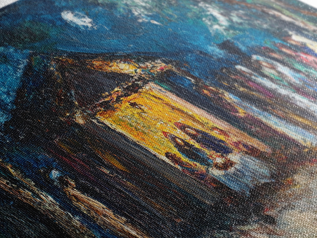 Abstract Oil Painting Print of The Nativity - Framed Canvas Print - Christian Christmas Wall Art - Wood Framed Art - Above Mantle Art