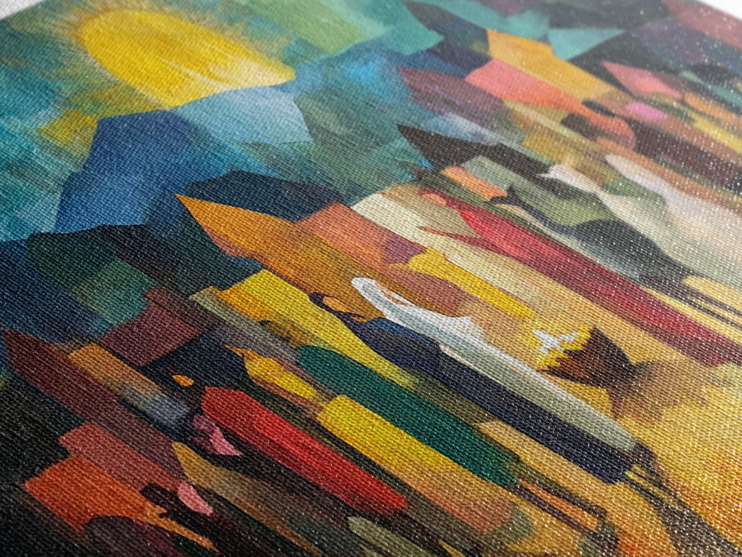 Christmas Nativity Scene Art Print - Framed WalL Art Canvas Print - Mary, Joseph and Baby Jesus in Bethlehem Abstract Oil Painting Print