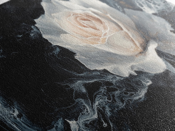 Abstract Oil Painting Print of a White Rose, Framed Canvas Print, Centerpiece Wall Art, Accent Piece Art, Floral Print, Flower Painting Wall Art