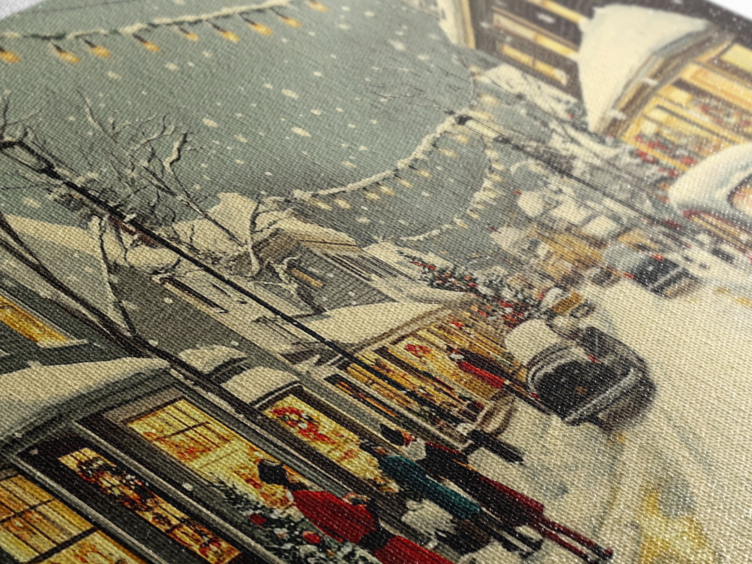 Christmas Village Painting Print Ready To Hang Wall Art, Canvas Print, Christmas Wall Art, Christmas Mantle Decor, Christmas Gift Idea