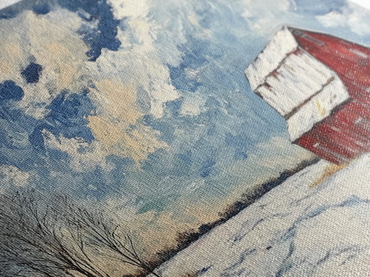 Rustic Barn Wall Art, Panoramic Farmhouse, Farmhouse Wall Decor, Old Barn Painting Canvas Print, Wood Background Rustic Wall Decor