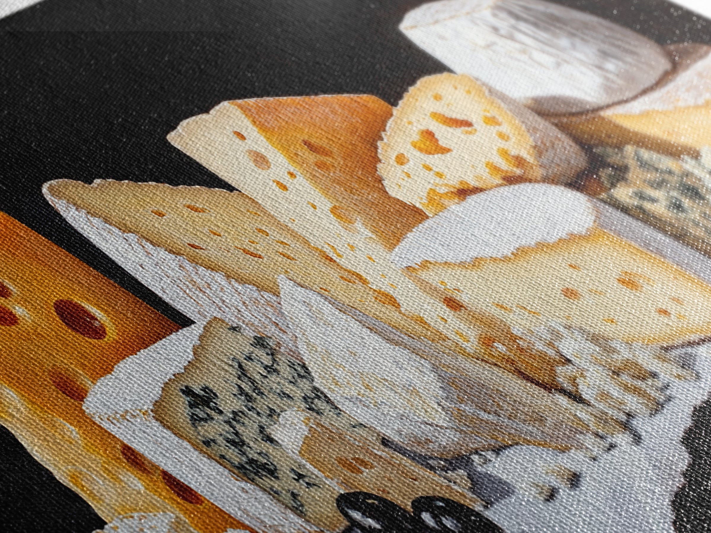 Cheese Lover Wall Art - Framed Canvas Print - Kitsch Kitchen Home Decor - Kitchen painting - Cheese Art - Cheese Painting