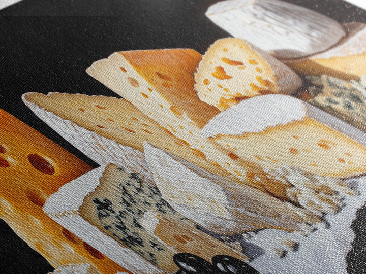 Cheese Lover Wall Art - Framed Canvas Print - Kitsch Kitchen Home Decor - Kitchen painting - Cheese Art - Cheese Painting