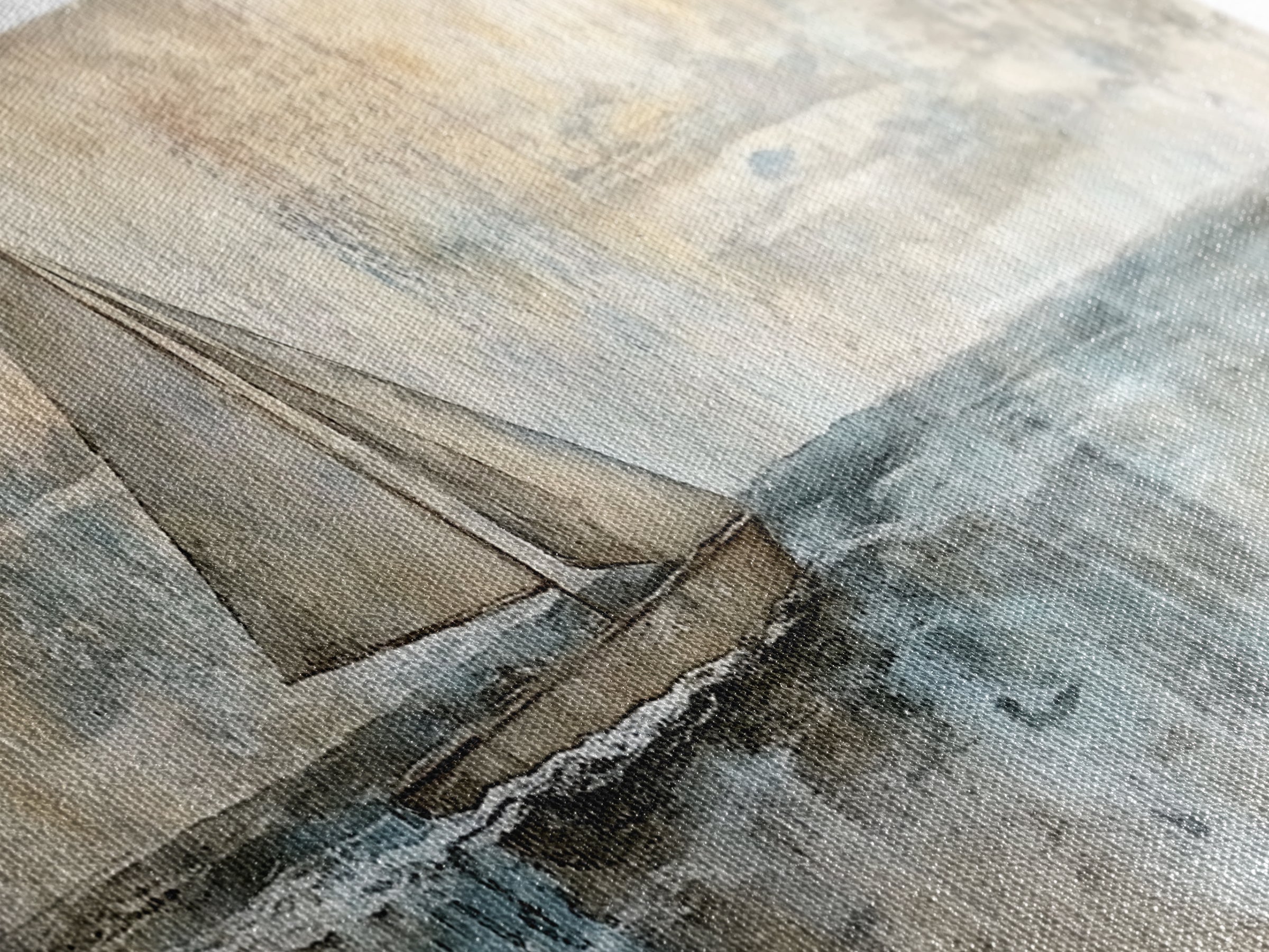 Coastal Sailboat Painting Print, Ready To Hang Art, Framed Canvas, Coastal Art Print For Beach House Decor, Wabi Sabi Sailboat, Inspired Ocean