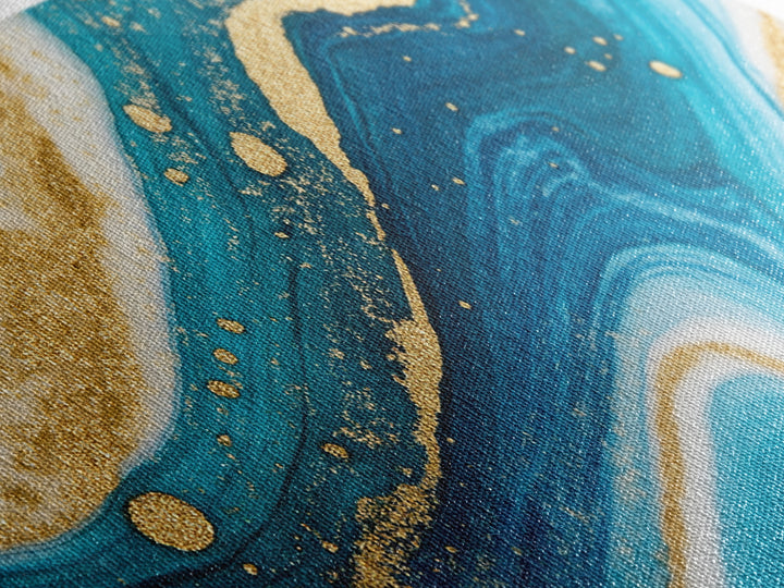 Blue, White and Gold Marble Canvas Print - Marble Painting - Centerpiece Wall Art - Statement Piece - Bold Artwork - Trendy Art - Abstract Art