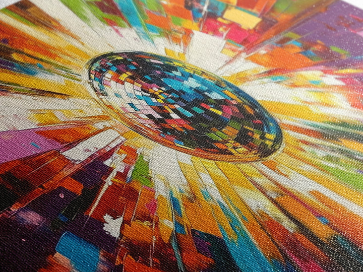 Disco Ball Painting Canvas Print, Funky Wall Art, Disco Ball Art, Disco Ball Print, Mirrorball Poster, Disco Poster, Music Room Decor