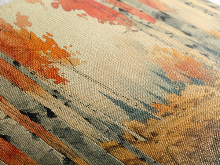 Birch Tree Landscape Painting Print, Accent Piece, Accent Wall Art, Autumn Landscape Canvas Print, Birch Forest Art, Watercolor Birches