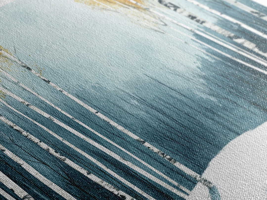 Birch Tree Forest in Winter Framed Canvas Print Ready To Hang Wall Decor, Winter Art, Winter Decor, Birch Painting, Aspen Trees Forest Art