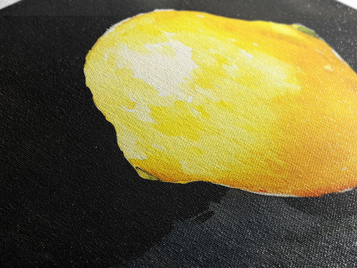 A Whole Lemon - Framed Canvas Print - Abstract Watercolor Lemon Painting - Kitchen Wall Art